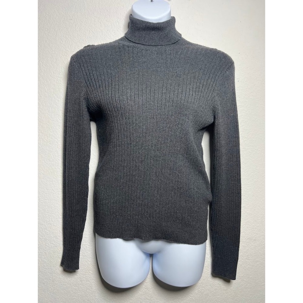 Gap Turtleneck Sweater Small Gray Womens Dark Academia Ribbed Cotton Blend Knit